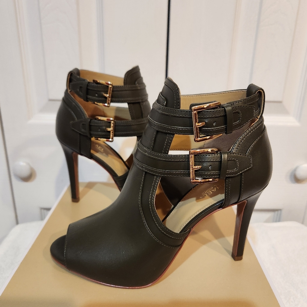 Michael Kors Black Leather Ankle Boots - Picture 3 of 5